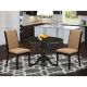 East West Furniture 3-Piece Black Finish Solid Wood Top - Round Dining Room Set - Seats 4 DLLA3-BLK-47-440-HD