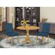 East West Furniture 3-Piece Natural Oak Finish Solid Wood Top - Dining Room Set with High Back (Seats-4) DMAB3-OAK-55-440-HD