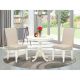East West Furniture 3-Piece Linen White Finish Solid Wood Top - Dining Room Set with High Back - Seats 4 AMBA3-LWH-01-440-HD