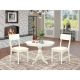 East West Furniture 3-Piece Linen White Finish Solid Wood Top - Dining Room Set - Seats 4 HBAD3-LWH-LC-440-HD