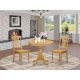 East West Furniture 3-Piece Natural Oak Finish Solid Wood Top - Dining Room Set - Seats 4 AMAV3-OAK-W-440-HD
