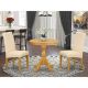 East West Furniture 3-Piece Natural Oak Finish Solid Wood Top - Dining Room Set - Seats 4 ESBA3-OAK-02-440-HD