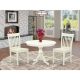 East West Furniture 3-Piece Linen White Finish Solid Wood Top - Dining Room Set - Seats 4 HBNF3-LWH-W-440-HD