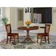 East West Furniture 3-Piece Mahogany Finish Solid Wood Top - Dining Room Set with Dropleaf - Seats 4 DMNF3-MAH-W-440-HD