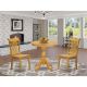 East West Furniture 3-Piece Natural Oak Finish Solid Wood Top - Dining Room Set - Seats 4 ESPO3-OAK-W-440-HD