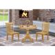 East West Furniture 3-Piece Natural Oak Finish Solid Wood Top - Dining Room Set - Seats 4 AMPO3-OAK-W-440-HD