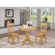 East West Furniture 3-Piece Natural Oak Finish Solid Wood Top - Dining Room Set - Seats-4 AMVA3-OAK-W-440-HD