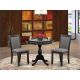 East West Furniture 3-Piece Wirebrushed Black Solid Wood Top - Round Dining Room Set with Dropleaf - Seats-4 AMMZ3-AB6-50-440-HD