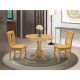 East West Furniture 3-Piece Natural Oak Finish Solid Wood Top - Dining Room Set - Seats-4 ANDL3-OAK-W-440-HD