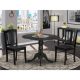 East West Furniture 3-Piece Black Finish Solid Wood Top - Dining Room Set with Leaf - Seats-4 DLDL3-BLK-W-440-HD