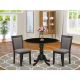 East West Furniture 3-Piece Wirebrushed Black Solid Wood Top - Dining Room Set with Dropleaf - Seats-4 DLMZ3-AB6-50-440-HD