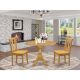 East West Furniture 3-Piece Natural Oak Finish Solid Wood Top - Round Dining Room Set with Dropleaf - Seats-4 DMDL3-OAK-W-440-HD