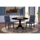 East West Furniture 3-Piece Black Finish Solid Wood Top-Round Dining Room Set with Dropleaf- Seats-4 DLAS3-BLK-09-440-HD
