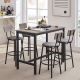 YOFE 5-Piece Rustic Gray Wood Top Bar Table Set with PU Soft Seat and Ergonomic Backrest Small Space Dining Table Set Seats 4 CamyGY-GI02876W11621-BarSet01