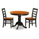 East West Furniture 3-Piece Round Black Finish Solid Wood Top Dining Table with 2 Chairs with Lattice Back ANPF3-BLK-W-440-HD