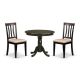 East West Furniture 3-Piece Round Cappuccino Finish Solid Wood Top Dining Table with 2 Chairs with Lattice Back ANTI3-CAP-C-440-HD