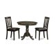 East West Furniture 3-Piece Round Cappuccino Finish Solid Wood Top Dining Table with 2-Chairs with Lattice Back ANTI3-CAP-LC-440-HD