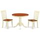 East West Furniture 3-Piece Round Buttermilk & Cherry Finish Solid Wood Top Dining Table with 2 Chairs with Lattice Back ANTI3-WHI-W-440-HD
