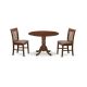 East West Furniture 3-Piece Round Mahogany Finish Solid Wood Top Dining Table with 2-Chairs with Lattice Back DLNO3-MAH-C-440-HD