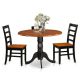 East West Furniture 3-Piece Round Black and Cherry Finish Solid Wood Top Dining Table with 2-Chairs with Lattice Back DLPF3-BCH-W-440-HD