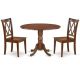 East West Furniture 3-Piece Round Mahogany Finish Solid Wood Top Dining Table with 2 Chairs with Drop Leaf Cross Back DLCL3-MAH-W-440-HD