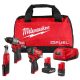 Milwaukee M12 FUEL 12V Lithium-Ion Cordless Drill Driver, Impact Wrench, and Ratchet Combo Kit (3-Tool) w/Batteries, Charger & Bag 3424-23