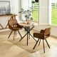 Homy Casa CATY 3-Piece Modern Industrial Dining Set - Oak Round Table with Black Legs & 2 Chocolate Fabric Swivel Dining Armchairs CATY SUEDE DARK