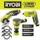 RYOBI USB Lithium 3-Tool Combo Kit with Cutter, Scrubber, Screwdriver, (3) 2.0 Ah USB Lithium Batteries, & (3) Charging Cables FVC51K-FVG51K-FVD50K