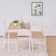 VECELO 5-Piece Dining Table Set for 4 Modern Brown Wood + White Metal Kitchen Breakfast Furniture 1 Table & 4 Chairs Dining Set KHD-TC19-WHE