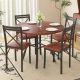 VECELO Modern 5-Piece Marble Dining Table Set - Compact 4-Seat Kitchen Dinette Furniture, Brown Dining Set TBL16-BRN&CHR16-BRN-A4