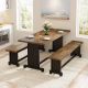 BYBLIGHT 3-Piece Rectangular Black Brown Engineered Wood Top Dining Room Set Kitchen Table (Set for 4-6) BB-F2157GX