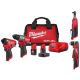 Milwaukee M12 FUEL 12-Volt Li-Ion Brushless Cordless Hammer Drill & Impact Driver Combo Kit w/2 Batteries, 3/8 Ratchet & RA Drill 3497-22-2567-20-2415-20