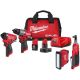 Milwaukee M12 FUEL 12-Volt Li-Ion Brushless Cordless Hammer Drill & Impact Driver Combo Kit w/2 Batteries, 3/8 Ratchet & Light 3497-22-2567-20-2367-20