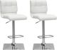 CorLiving - Trumpet Bonded Leather Stools (Set of 2) - White/Chrome