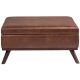 Simpli Home - Owen Square Mid-Century Modern Faux Air Leather Ottoman With Inner Storage - Distressed Saddle Brown