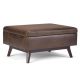 Simpli Home - Owen 34 inch Wide Mid Century Modern Rectangle Coffee Table Storage Ottoman - Distressed Chestnut Brown