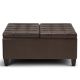Simpli Home - Harrison 36 inch Wide Transitional Square Coffee Table Storage Ottoman in Faux Leather - Chocolate Brown