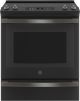 GE - 5.3 Cu. Ft. Slide-In Electric Convection Range w/ Steam Clean and No Preheat Air Fry - Fingerprint Resistant Black Slate