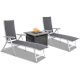 Mod Furniture - Everson 3pc Chaise Set: 2 Folding Chaise Lounges and Tile Top Fire Pit - White/Gray