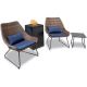 Mod Furniture - Montauk 4-Piece Woven Chat Set featuring a 40,000 BTU Column Fire Pit - Navy
