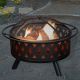 Nature Spring - Round Cross-Weave Steel Wood Burning Fire Pit - Black