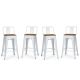 Simpli Home - Rayne Metal and Wood Counter Height Stool (Set of 4) - White