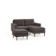 Burrow - Mid-Century Nomad Loveseat with Chaise and Ottoman - Charcoal