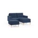 Burrow - Mid-Century Nomad Loveseat with Chaise and Ottoman - Navy Blue