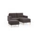Burrow - Mid-Century Nomad Loveseat with Chaise and Ottoman - Charcoal