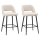CorLiving - Talia Velvet Counter Height Barstool (Set of 2) - Cream