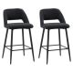 CorLiving - Talia Velvet Counter Height Barstool (Set of 2) - Black