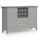 Simpli Home - Bedford SOLID WOOD 54 inch Wide Transitional Sideboard Buffet and Wine Rack in Fog Grey - Fog Grey