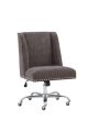 Linon Home Décor - Donora Plush Fabric Adjustable Office Chair With Chrome Base - Charcoal