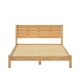 Walker Edison - Minimalist Slatted Solid Wood Low Queen Bedframe - Natural Pine